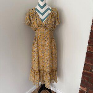 Max Studio Yellow Floral Midi Dress
